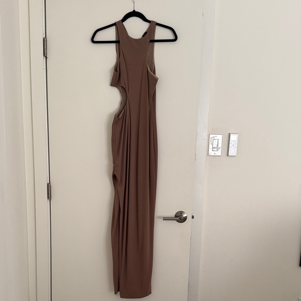 Elegant Tan Cutout Dress